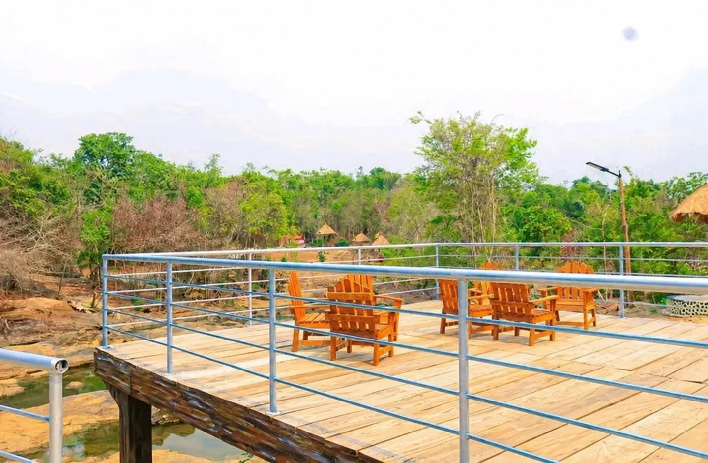 Seating on the riverside deck